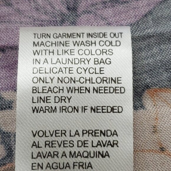 Democracy Dark Floral Print Classic Button Front Preppy Women's Top Size Large - Picture 12 of 16